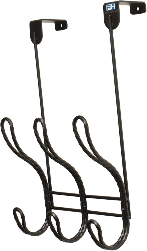 Twisted Design Over The Door Hook Rack, Over The Door Towel Rack, Door Hanger, Door Coat Hanger, Over The Door Coat Rack, for Bathroom, Bedroom or Laundry Room (Black with 6 Hooks)
