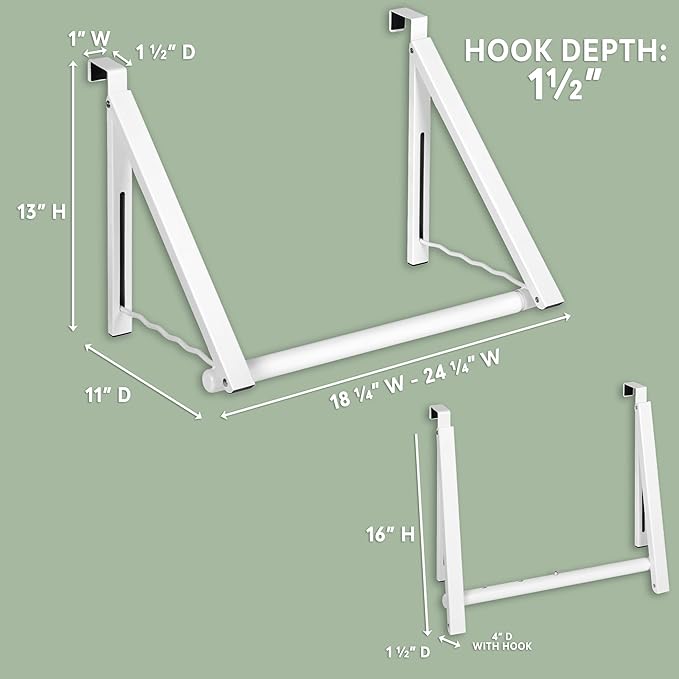 HOLDN’ STORAGE Over The Door Hanger Foldable - Over The Door Rack for Hanging Towels, Coats & Clothes - Over The Door Hanger Hooks for Bedroom, Washroom and Office.