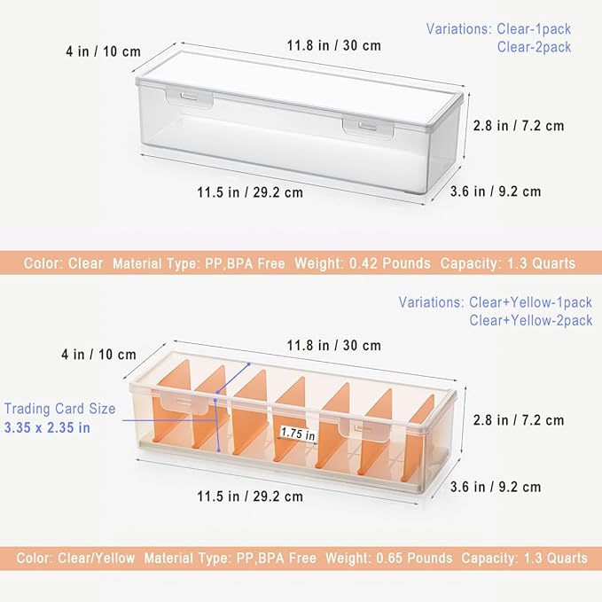 Clear Craft and Art Supply Storage Organizer, Small Deep Strips Container with Lid for Makeup, Paint Brush, Tools, Crayon, Stackable (Clear-1pack)-NeatNest