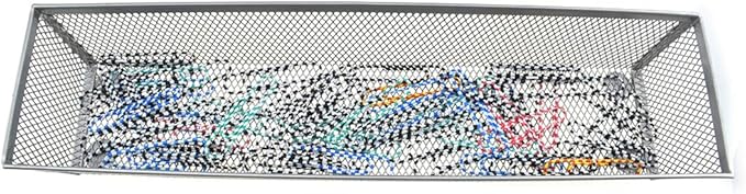 HAHIYO Stackable Mesh Tray Cup 12 x 3 x 2 inches Sturdy Container for Desk Drawer Organizer Collection for Home Office School kitchen Soft Foam Feet No Sharp Edges 2 Pack Silver-NeatNest