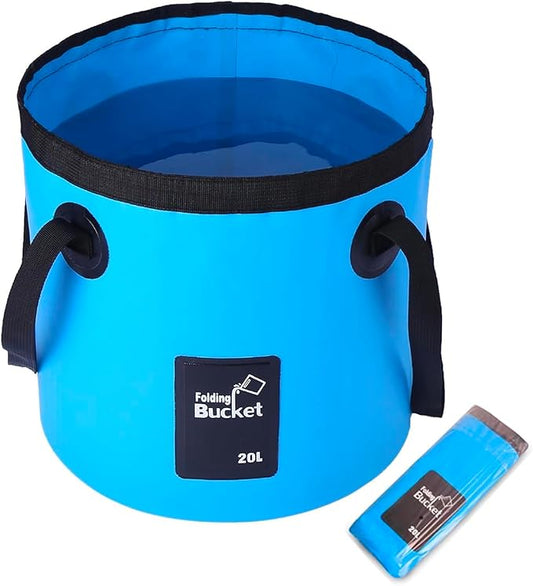 Wlikn Collapsible Bucket with Handle, Lightweight 5 Gallon 20L Folding Water Container, Portable Wash Basin for Camping, Fishing, Gardening, Car Washing, and Outdoor Use-NeatNest