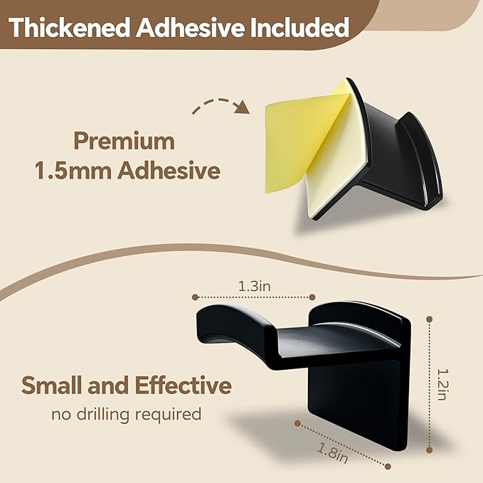 Hat Hooks for Wall, Headband Holder No Drilling Adhesive Hat Racks Organizer for Door Closet, Black, 14-Pack-NeatNest