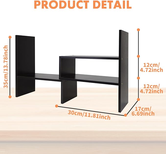 ShellKingdom Desk Shelf Organizer, Desktop Shelves, Adjustable Desktop Corner Shelf, Bookshelf Storage Rack and Cubicle Decor for Desk, Tabletop, School, Office, Dorm Desk Organizer - Black-NeatNest