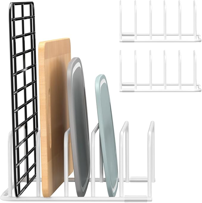Cutting Board Organizer, 2Pcs Cutting Board Holder Rack Baking Cookie Pan Sheets Cooling Small Racks Storage Stand for Kitchen Cabinet Countertop Bakeware Organizer 7.87 x 7.2 x 3.15 White-NeatNest