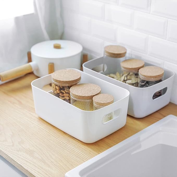 8 PCS Plastic Storage Bins and Small Storage Baskets for Cclassroom Organization, Bathroom Organization, Tub Toy Storage, Kitchen and Bedroom-NeatNest