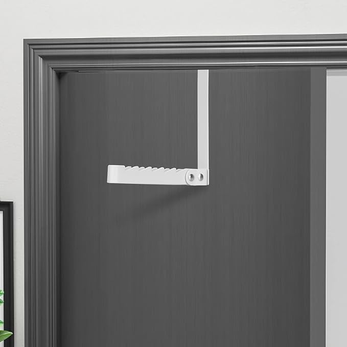 FYY Over The Door Hooks Hanger, 1 Pack Collapsible Folding Over The Door Organizer Rack Space Saving Hanging Storage Hanger for Clothes, Coats, Towels for Bedroom Bathroom White-NeatNest