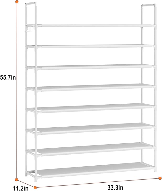 8 Tier Shoe Rack Organizer Large Shoe Storage Rack for Closet Entryway Shoe Holder Space Saving Shoe Shelf Shoe Stand Tall Shoe Tower Metal Shoe Rack Holds up to 32-40 Pairs of Shoes-NeatNest