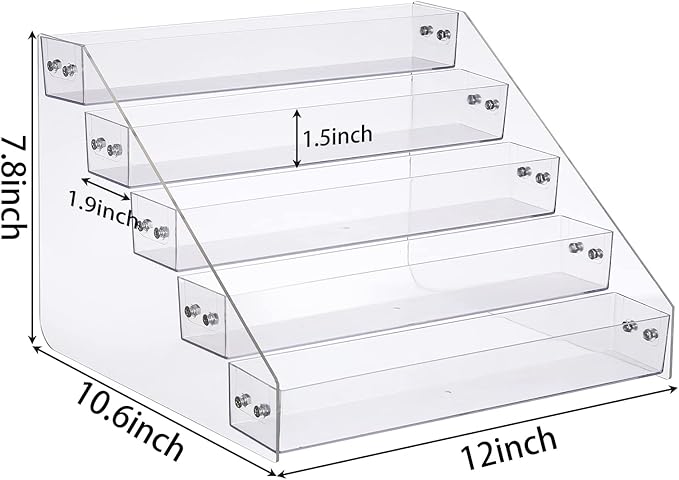 Acrylic Spice Rack, Tiered Spice Rack Shelf Seasoning Organizer for Countertop, Cabinet, Pantry, Kitchen Storage - 5 Tier, 2PCS-NeatNest