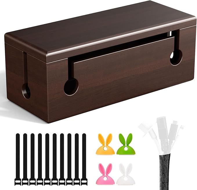 Large Cable Management Box - Stylish Wire Organizer, Wire Concealer and Wire Management Box - Wire Management Box Tall Design for Easy Access（NO Power Strips or Chargers）
