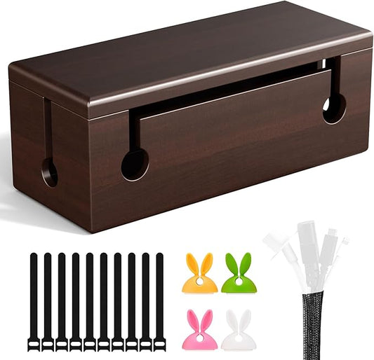 Large Cable Management Box - Stylish Wire Organizer, Wire Concealer and Wire Management Box - Wire Management Box Tall Design for Easy Access（NO Power Strips or Chargers）