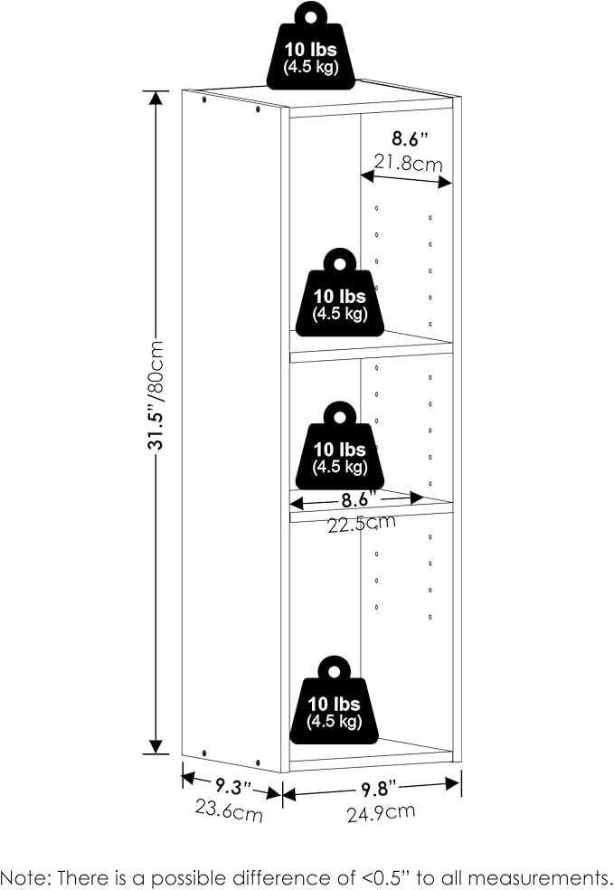 Furinno Reed 3-Tier Multipurpose Closet Storage Organizer Shelf, 10-Inch Width, White-NeatNest