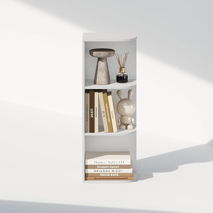 Furinno Reed 3-Tier Space Saving Corner Storage Display Shelf, White-NeatNest