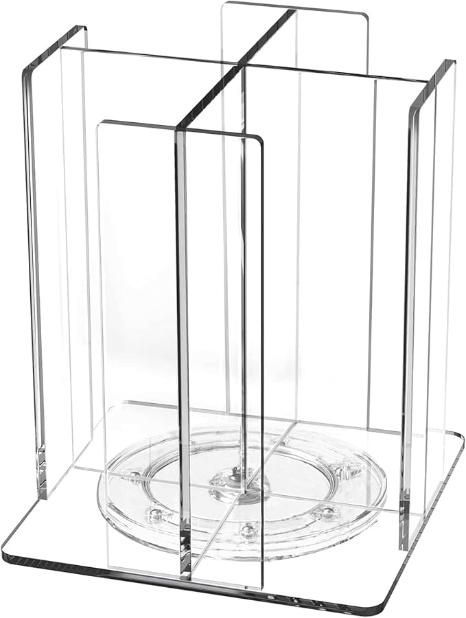 Cup and Lid Holder, 360° Rotated Coffee Cup Dispenser, Rotating Lid Carousel, Acrylic Cup Storage Organizer Beverage Cup Holder with 4 Compartments for Countertop Coffee Station Bar Restaurant, Clear-NeatNest