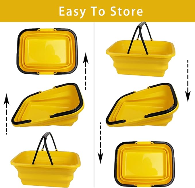 Collapsible Compact Bucket with Handle 10L(2.6 Gallon) Portable Water Bucket,Outdoor Multiuse Foldable Water Pail for Car Window Cleaning, Camping, Washing Dishes, Picnic, Fishing