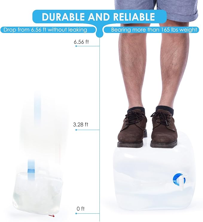 Collapsible Water Container Jug with Spigot, 2 Packs 5.3 Gallon BPA Free Camping Water Storage Carrier for Outdoor Hiking Backpacking & Emergency Survival Kit, Foldable Portable Canteen-NeatNest