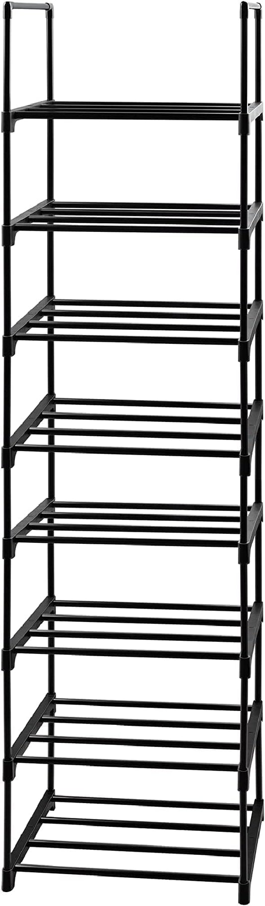 8 Tier Metal Sturdy Shoe Rack, 8 Tier Tall Shoe Storage Organizer, Narrow Tall Shelf Organizer for Entryway, Closet, Bedroom-NeatNest