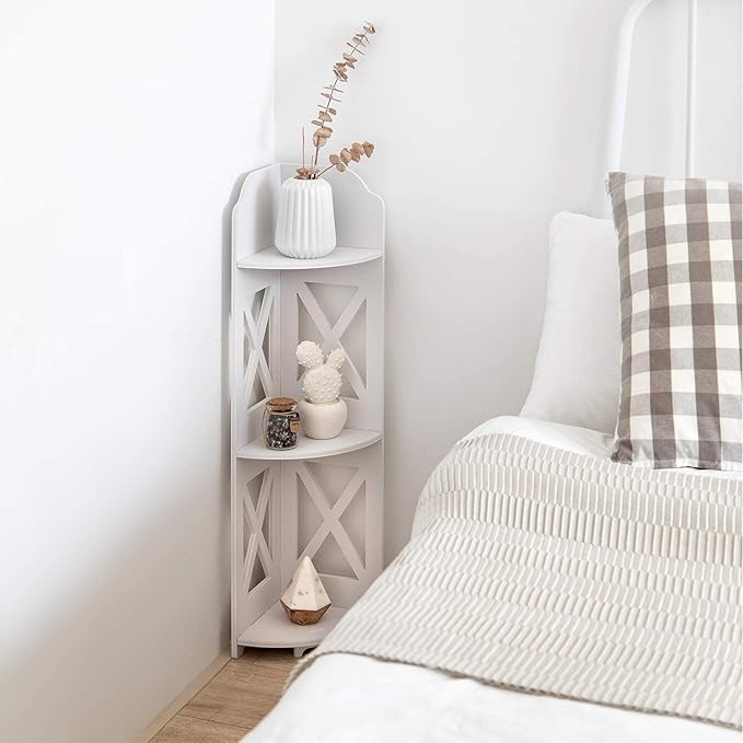 Corner Shelf Stand, Storage Organizer Great for Bathroom, Corner Shelf Perfect for Small Space,Waterproof Stand Also Use for Toilet Paper Stand,White-NeatNest