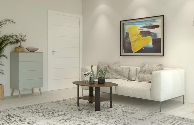 Furinno Simple Design Coffee Table, Columbia Walnut/Black-NeatNest