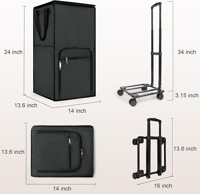 Bukere Extra Large Rolling Laundry Basket with Removable Wheels & Zipper Lid, Freestanding Laundry Hamper, Collapsible bag for Clothes Storage, Wheeled Cart for College Dorm Apartment Laundry Room-NeatNest