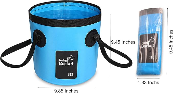 BANCHELLE Collapsible Bucket Water Container Portable Folding Camp Wash Basin for Outdoor Traveling Hiking Fishing Car Washing Gardening Camping (Blue, 12L)-NeatNest