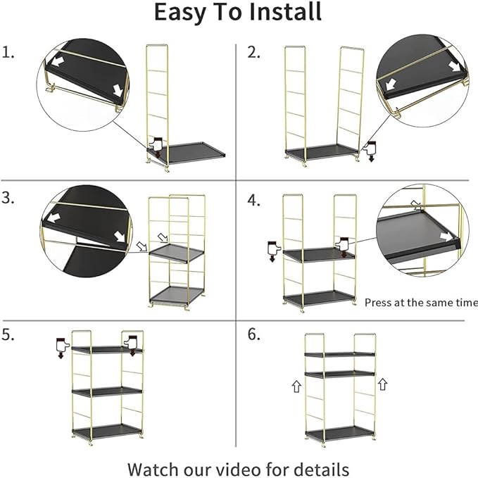 Freestanding Organizer Shelf, 3-Tier Bathroom Countertop Organizer, Makeup Organizer -Corner Storage Shelf, Kitchen Spice Rack,Standing Shelf for Bathroom, Bedroom, Kitchen (Black)-NeatNest