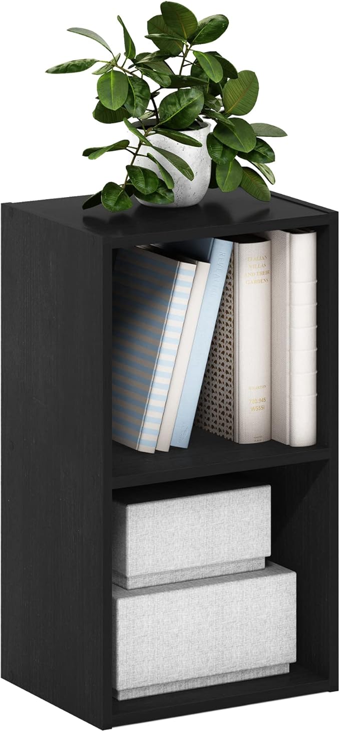 Furinno Luder Bookcase / Book / Storage, 2-Tier Cube, Blackwood-NeatNest