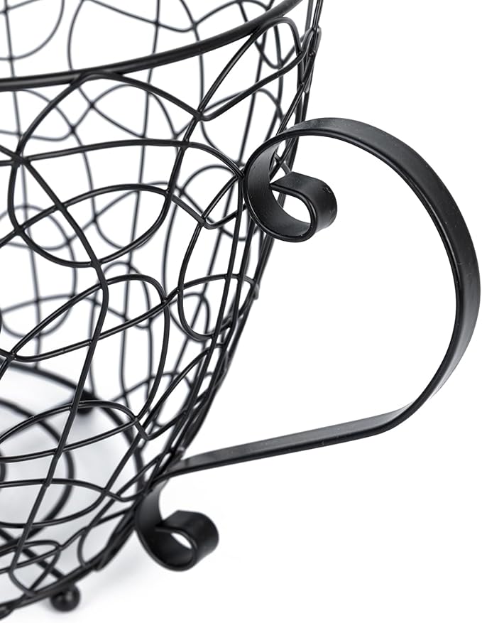 Coffee Pod Holder, Super Large Capacity K-Cup & Nespresso Capsule Basket, XL Metal Kcup Storage, Bar Organizer for Kitchen Dinning Room Office Home Cafe Hotel (Black-Round-Cup)-NeatNest