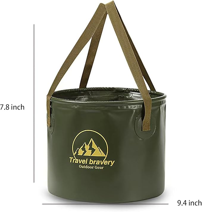Outdoor Portable Folding Bucket, Picnic, Fishing Bucket, Water Bucket, Large Capacity Handheld Bucket, Suitable for Camping, Hiking, Water Filling, Vegetables and Fruits (ForestGreen, 10L)-NeatNest