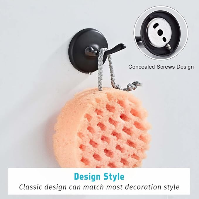 4 Piece Bathroom Accessory Set(Adjustable Towel Bar, Towel Ring, Toilet Paper Holder,Towel Hook), Wall Mounted Bathroom Hardware Accessories Set,Matte Black