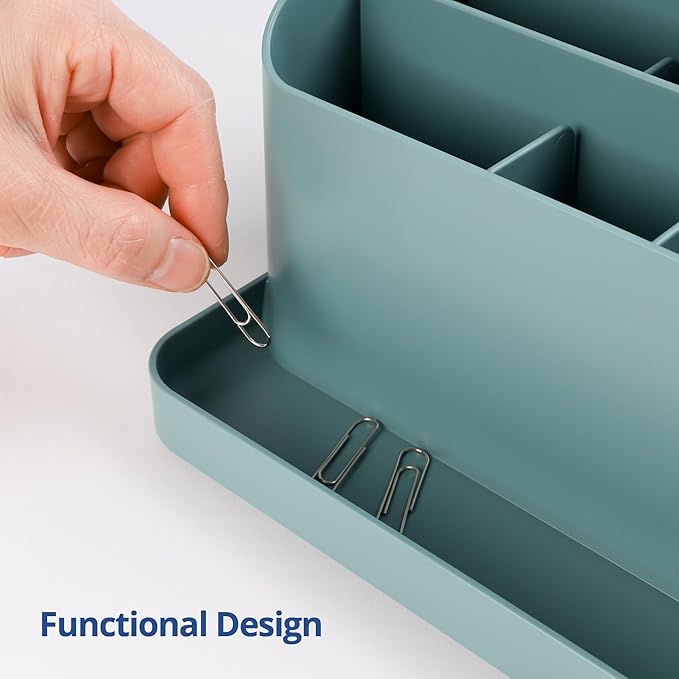 BLUE GINKGO Desk Organizer – Korean-Made Office Storage for Pens, Notes, Mail, and Supplies (Green)-NeatNest