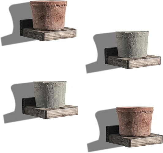 Freezing point Small Floating Shelf for Wall Set of 4 Natural Wood 4Inch Mini Wall Shelves Decor Plant Display Collectibles Mounted Kitchen Bathroom Bedroom Corner Decorative Storage Tiny Stand Brown-NeatNest