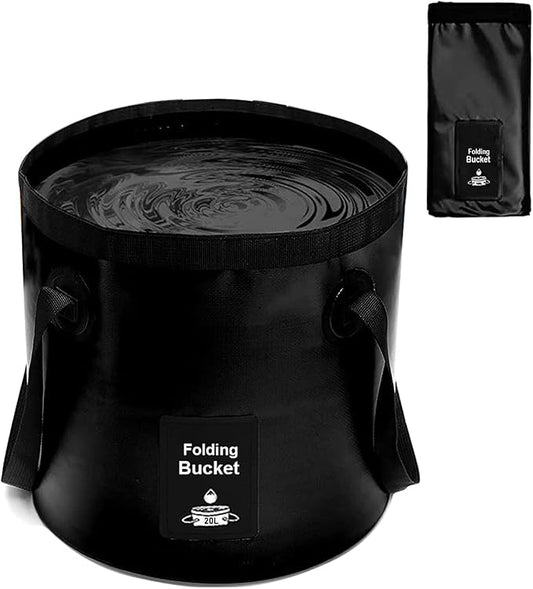 Collapsible Bucket with Handle, Lightweight Folding Water Container, Portable Collapsible Bucket for Fishing, Camping, Hiking, Backpacking, Outdoor Survival, Car Washing Black 20L-NeatNest