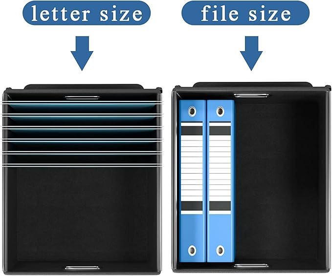 Huolewa File Organizer Box with Lid, Collapsible File Folder Organizer for Office Document Storage, Filing Box with Plastic Slide for Letter/Legal Size Hanging Files, Brown, 2 Pack