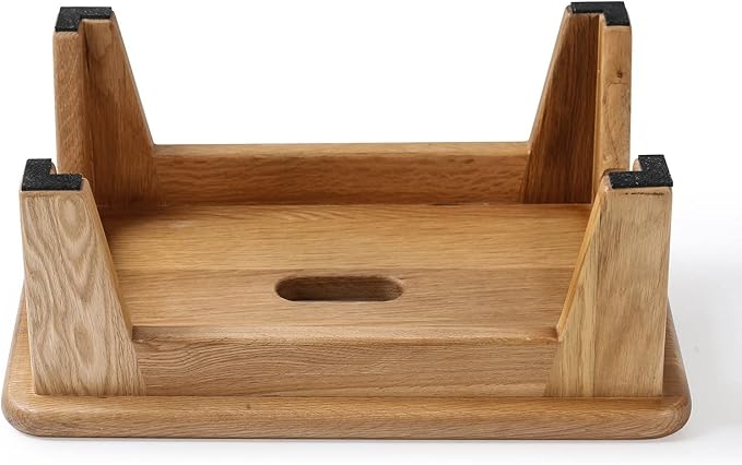 CONSDAN Oak Step Stool for Bed, Wooden Stool for Adults & Seniors - 6.5" High, Non-Slip Mat, No Assembly Needed, Solid Wood, Natural Color-NeatNest