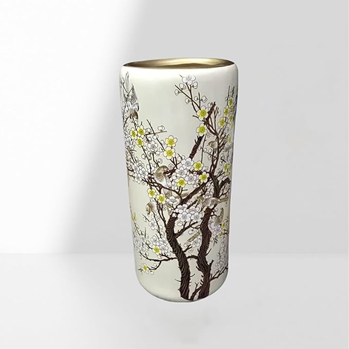 Ceramic Umbrella Stand Umbrella Holder for Entryway Hand-Made Umbrella Stand Barrels Umbrella Holder Cane Floor Standing Vase Ceramic Storage Bucket for Home Office Entrance Indoor.(Beige 204-1)-NeatNest