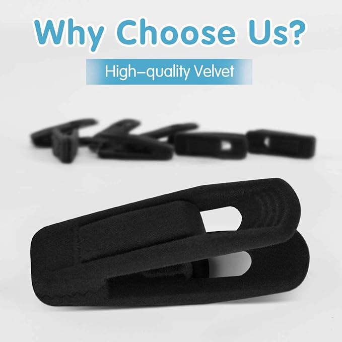 Black Velvet Hangers Clips (80-Pack), Non-Slip Strong Velvet Hangers Clips for Velvet Skirt Hangers, Velvet Pants Hanger Velvet Clips Fit for Thin Velvet Clothes Suit Hangers-NeatNest