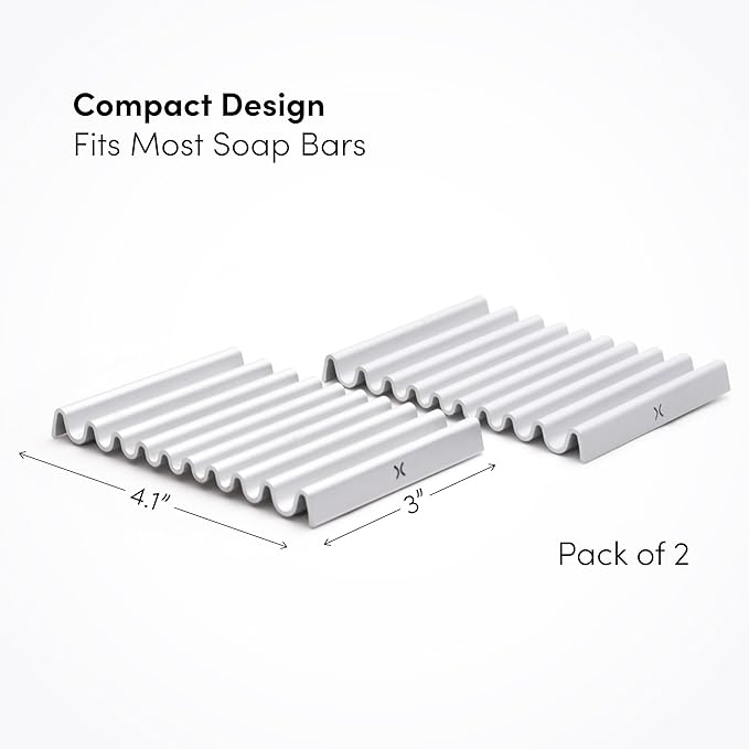 Aluminum Soap Dish (Pack of 2) – Rustproof Anodized Metal Soap Holder with Fast Drainage, Non-Slip Silicone Base, Modern Minimalist Design – Durable & Easy to Clean for Bathroom, Kitchen & Sink-NeatNest