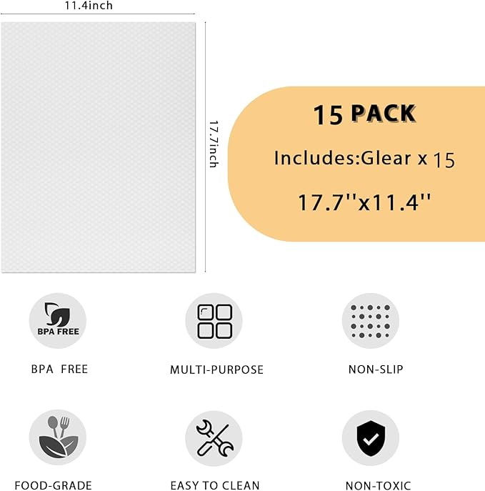 15PCS Shelf Mats Refrigerator Liners Washable Refrigerator Pads Fridge Mats Drawer Placemats Home Kitchen Gadgets Accessories Organization for Top Freezer(White)-NeatNest