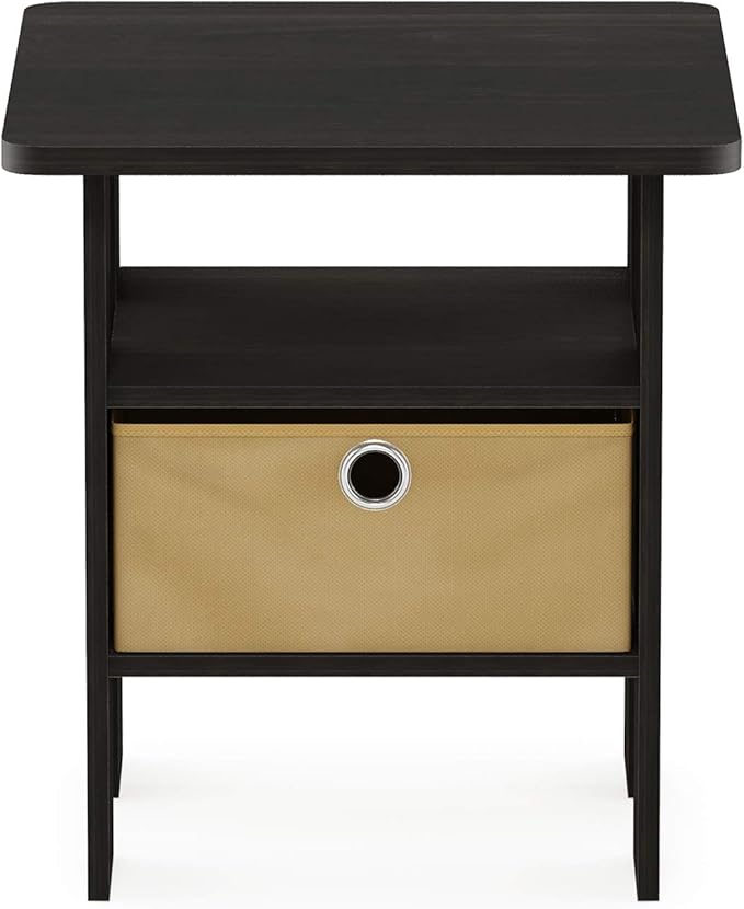 Furinno Andrey End Table / Side Table / Night Stand / Bedside Table with Bin Drawer, Espresso/Brown