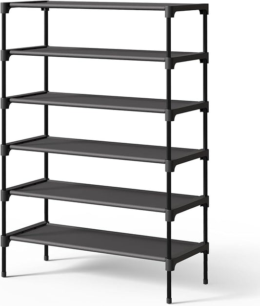 Kitsure Shoe Rack - Non-Woven Shoe Rack Shelf, Shoe Organizer for Closet, Entryway, Garage & Corridor, Stackable Shoe Shelves, 3X-Large, Black