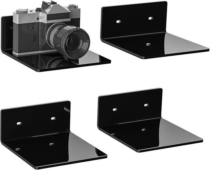 6 Inches Small Black Wall Shelves, Moisture-Proof, Space Saver, Wall Mounted Display Shelf Rack for Bedroom, Living Room, Kitchen, Dining Room, Bathroom, 4 Pack-NeatNest