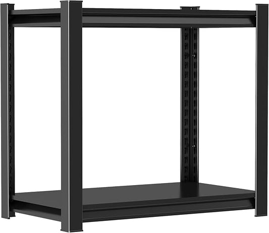 Compact Adjustable Bookcase (2 Tier, Industrial Metal) - Black Shelf Organizer for Small Spaces in Bedroom, Living Room, Kitchen, Balcony-NeatNest