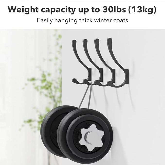 10 Pack Hanging Coat Hooks Wall Mount, Coat Hanger Wall Hangers, Metal Hooks for Hanging Heavy Duty, Screw in Hooks for Hanging Towels, Clothes, Backpack, Hat, Bag, Jacket, Key, Robe, Backpack Grey