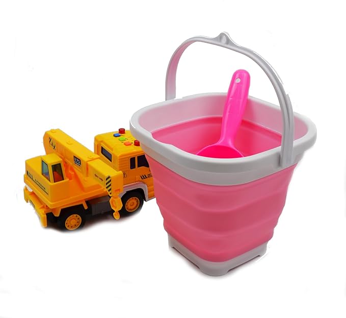 SAMMART 2.6L (0.68 Gallon) Super Mini Sqare Collapsible Plastic Bucket - Foldable Square Tub - Portable Fishing Water Pail - Space Saving Outdoor Waterpot (1, White/Pink)-NeatNest