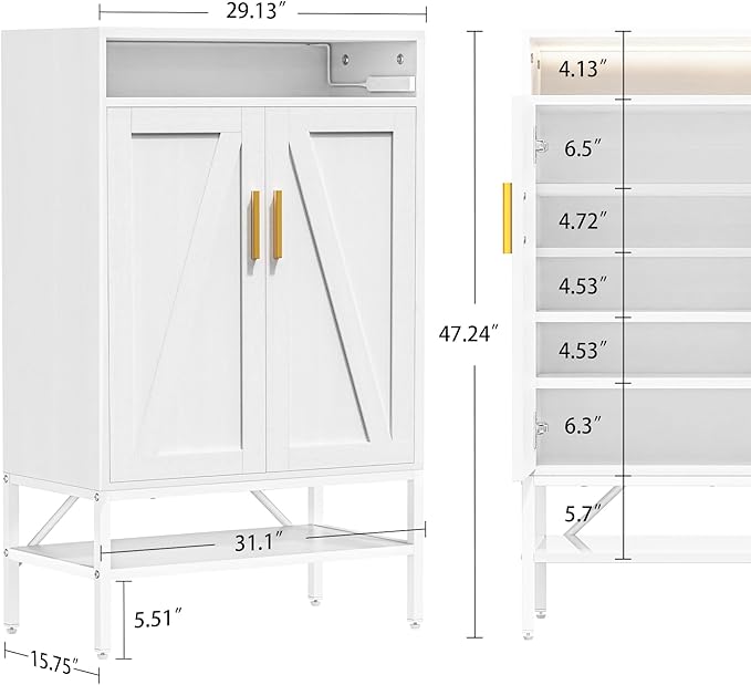 7-Tiers Shoe Storage Cabinet for Entryway, Shoe Rack Organizer Cabinet with Doors and Adjustable Shelves Living Room, Bedroom, Hallway-NeatNest