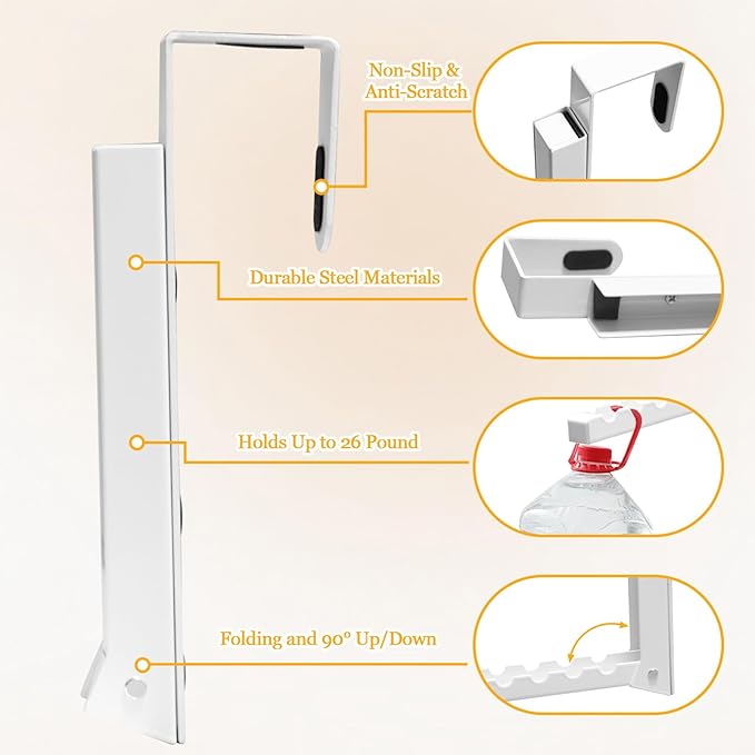 2PCS Over The Door Drying Racks, Folding Over Door Hanger Hooks, Portable Travel Space Saving Collapsible Coat Towel Racks for Clothes, Coats, Towels, Laundry, Bedroom, White