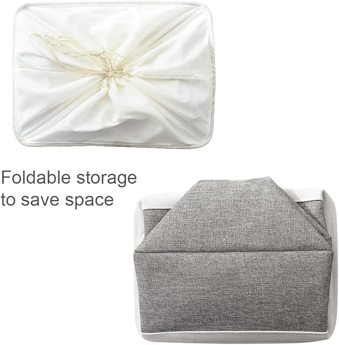 TheWarmHome Storage Baskets for Organizing, X Large - 3 Pack 17.7L×13.8W×9.8H in Foldable Storage Bins for Shelves, Fabric Storage Box for Closet Nursery Toy Gift (White & Grey)-NeatNest