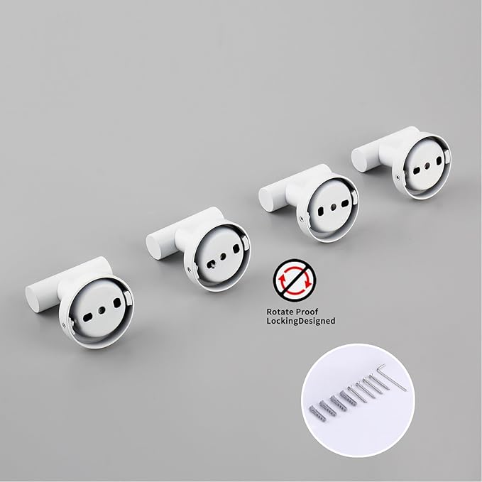 GERZWY Stainless Steel Towel Hook Wall Mounted Robe Coat Hook Heavy Duty Luxury Hooks for Bathroom Hotel 4 Pack, White