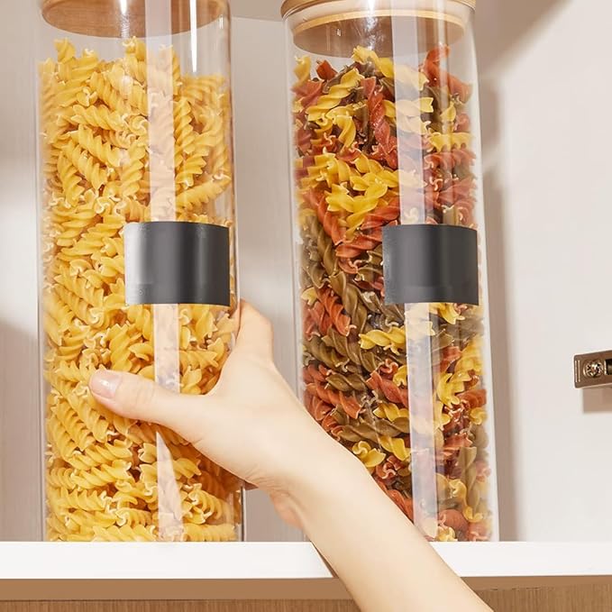 Glass Jars with Airtight Lids - Pasta, Cookie & Cereal Containers - 2100ml for Kitchen & Pantry Organization