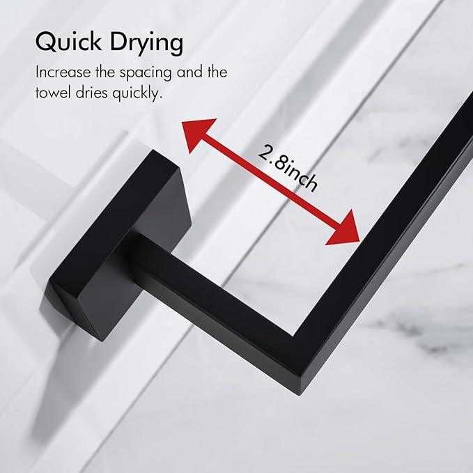 BANOLUX Towel Rack, 36-Inch Single Towel Bars for Bathroom, Towel Racks for Bathroom Wall Mounted SUS304 Stainless Steel Hand Towel Holder Organize Heavy Duty, Matte Black Towel Bar